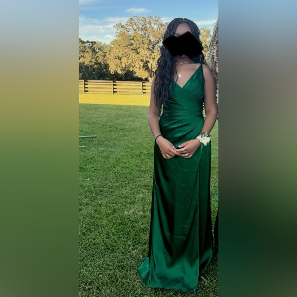 Elegant Green Satin Dress